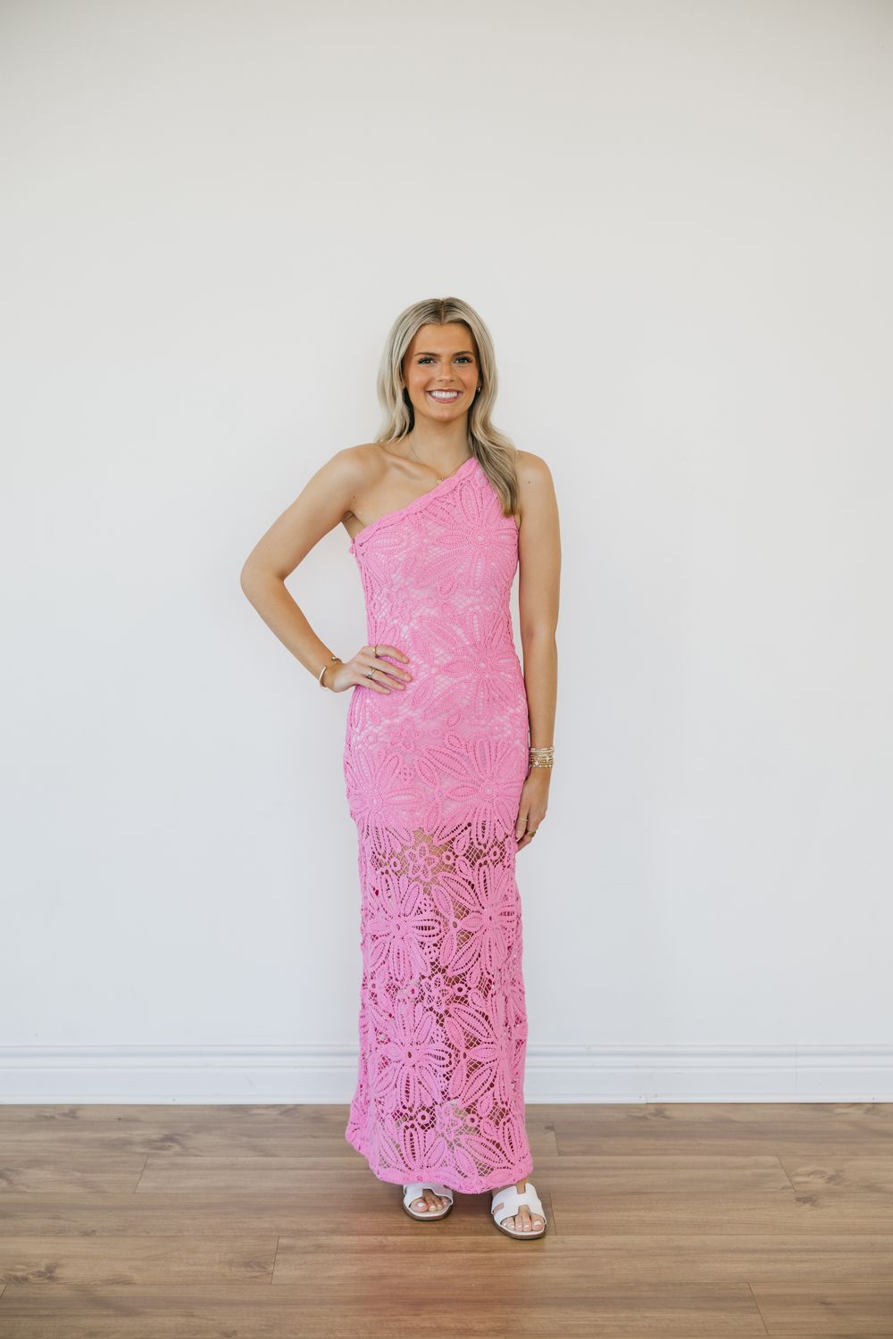 Crochet One Shoulder Maxi Dress