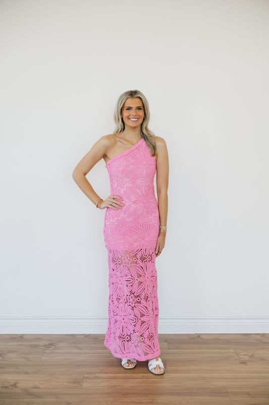 Crochet One Shoulder Maxi Dress