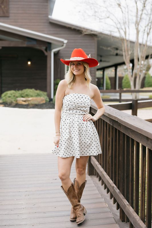 Strapless Polka Dot Mini Dress