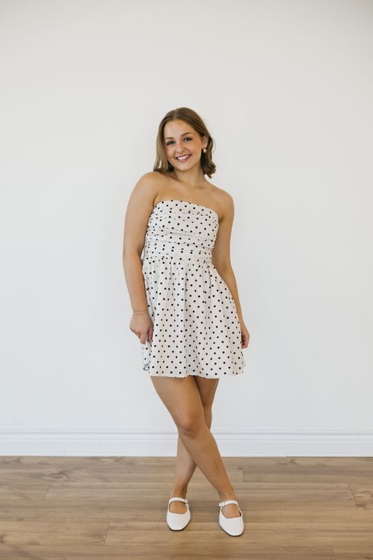 Strapless Polka Dot Mini Dress