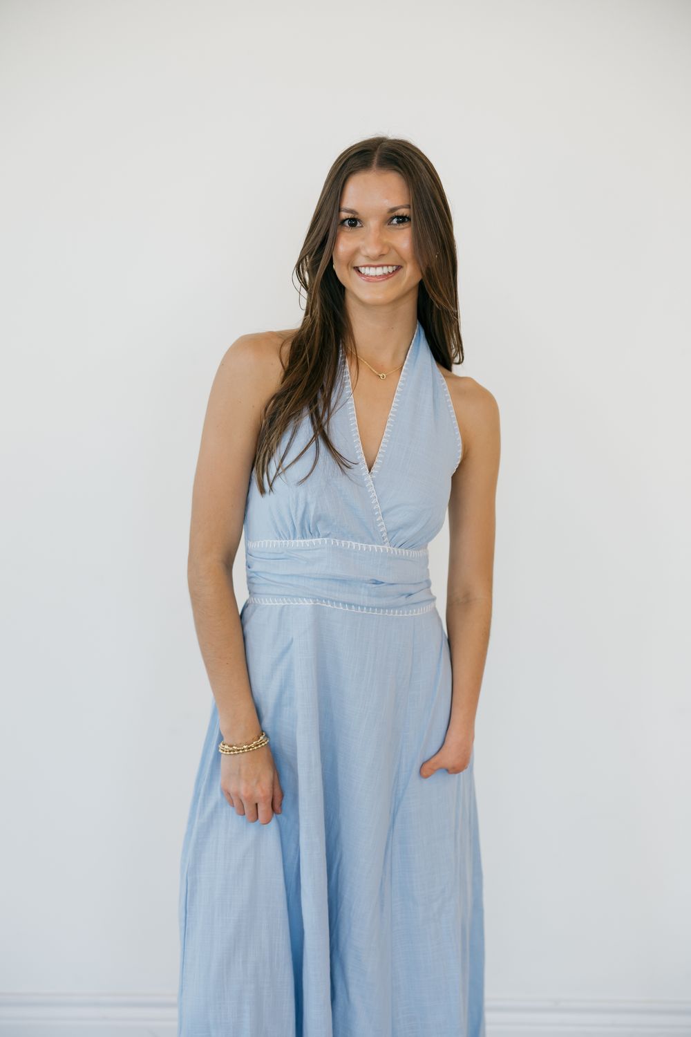 Linen Halter Neck Midi Dress