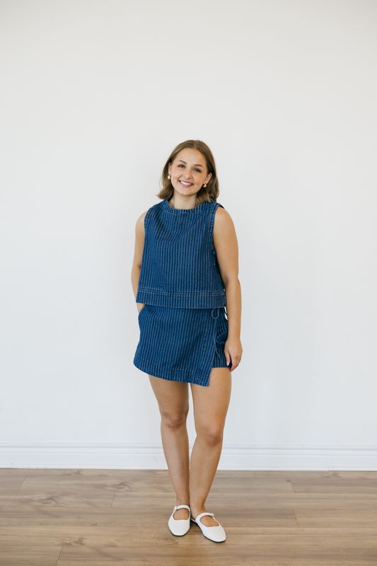 Denim Pinstripe Skort