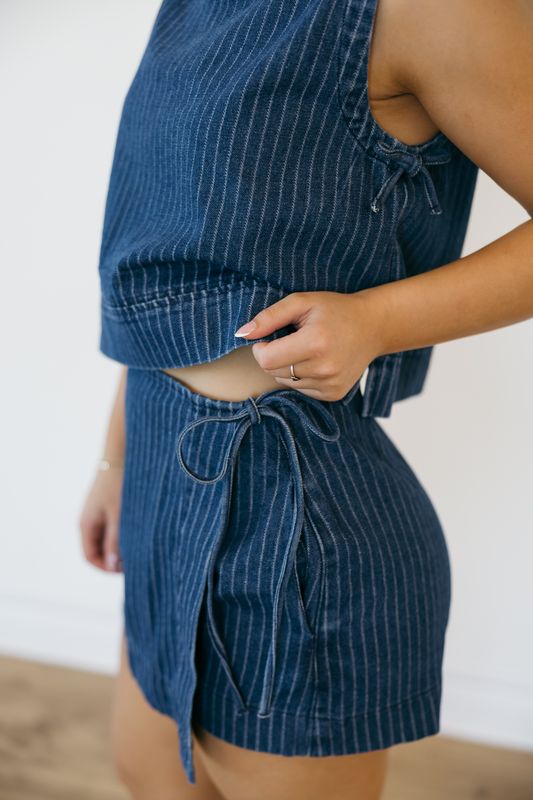 Denim Pinstripe Skort