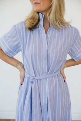 Striped Short Sleeve Midi Dress