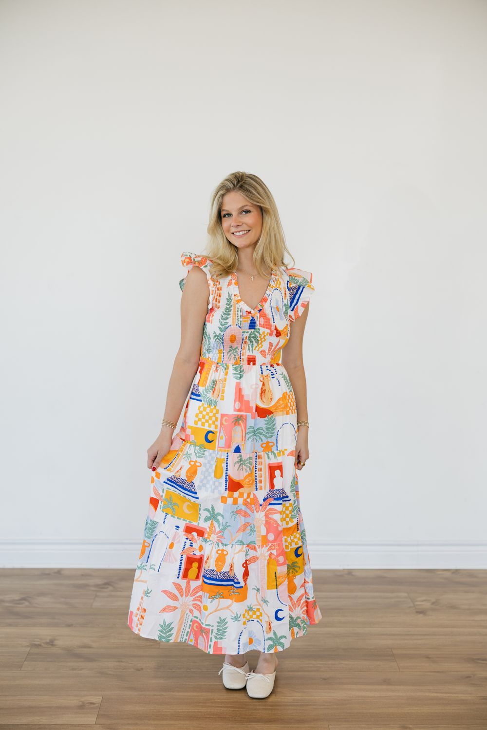 Sunfire Smocked Tiered Midi Dress