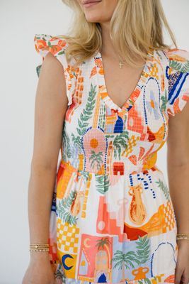 Sunfire Smocked Tiered Midi Dress