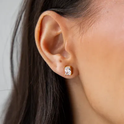 Gold Baguette Studs