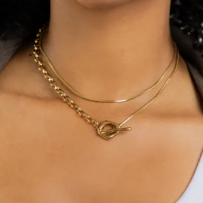 Waterproof Gold Dual Chain Toggle