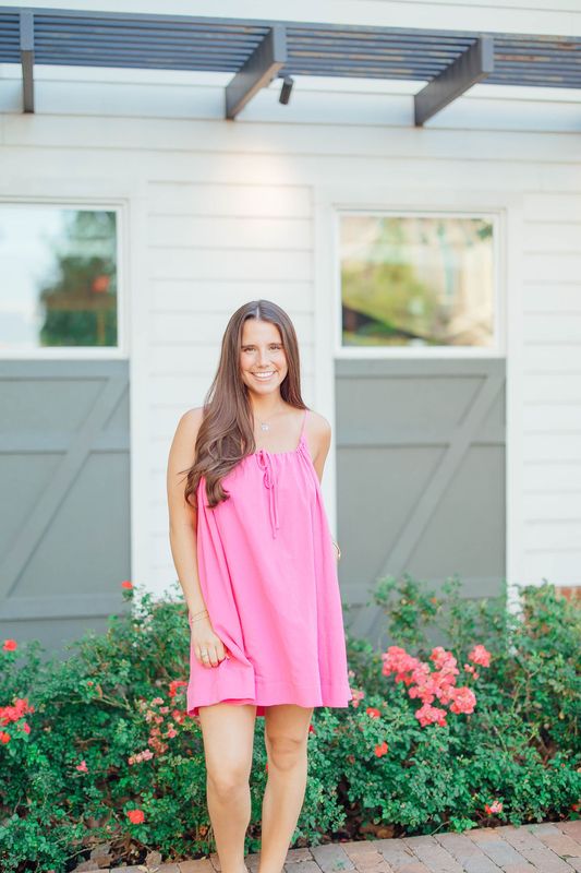 Gathered Tie Strap Dress