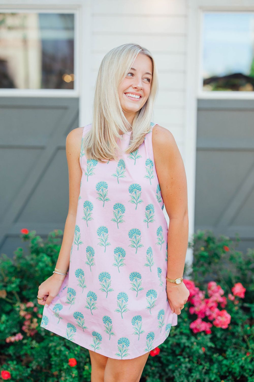 Classic Printed Sleeveless Mini W/ Tie Back