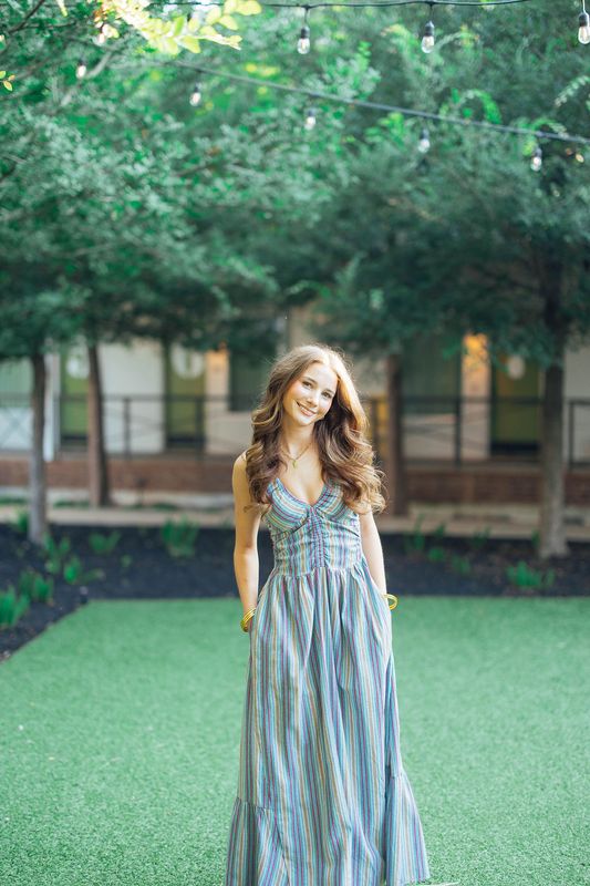 Linen Striped Halter Maxi