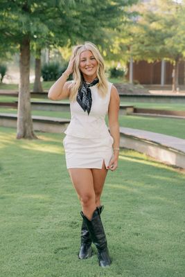 Sleeveless Open Tie Back Top &amp; Skort Set
