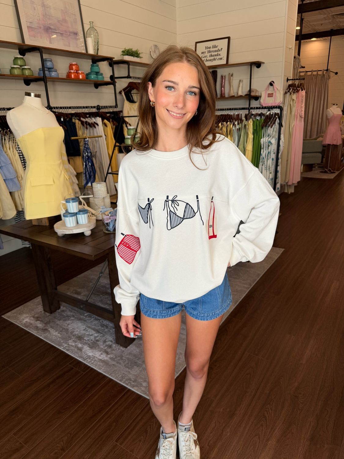 Patriotic Patchwork Crew Neck