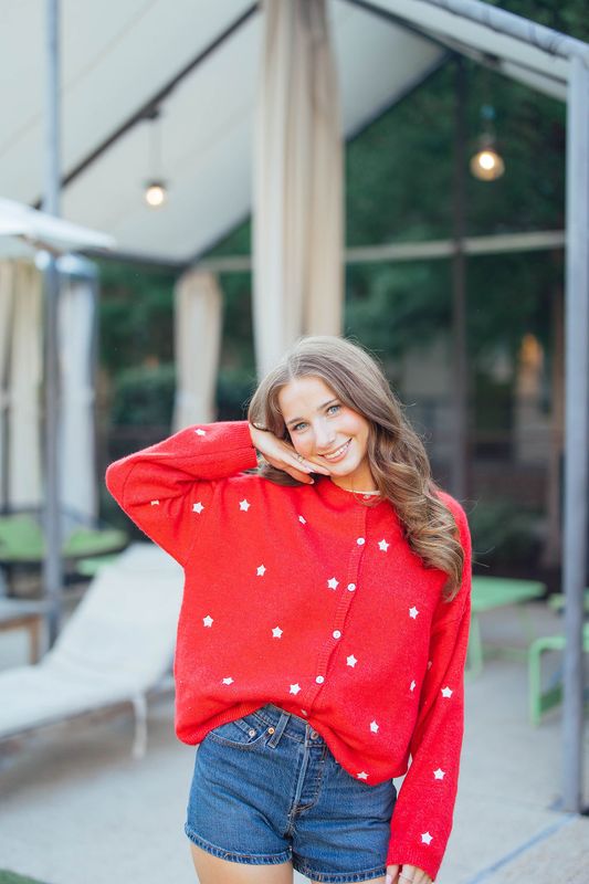 Long Sleeve Star Embroidered Cardigan