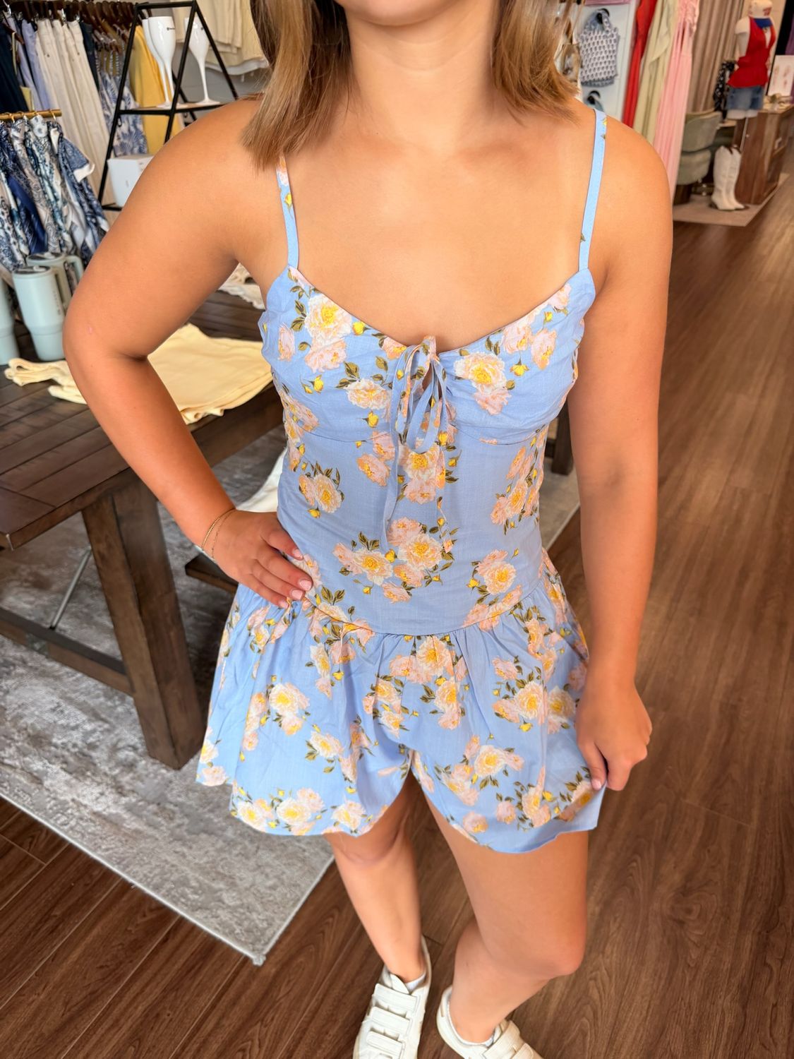 Drop Waist Floral Romper