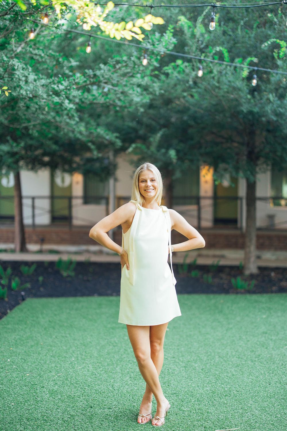 Sleeveless Shoulder Bow Mini Dress