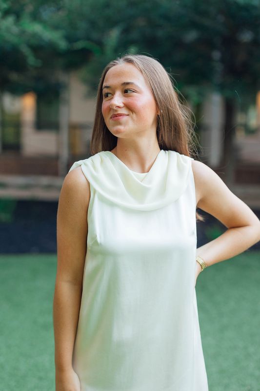 Sheer Draped Neck Scarf Mini Dress