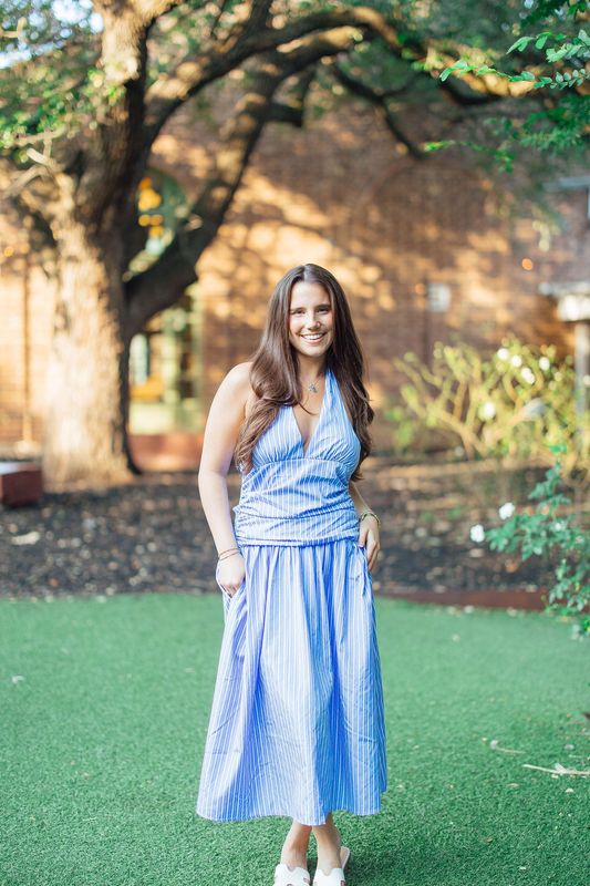 Pinstripe Halter Neck Top Midi Dress