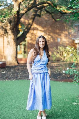 Pinstripe Halter Neck Top Midi Dress