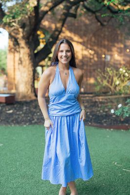 Pinstripe Halter Neck Top Midi Dress