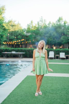 Pinstripe Tie Front Lace Trim Mini Dress