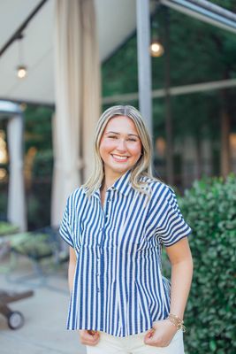 Striped Short Sleeve Button Down Top