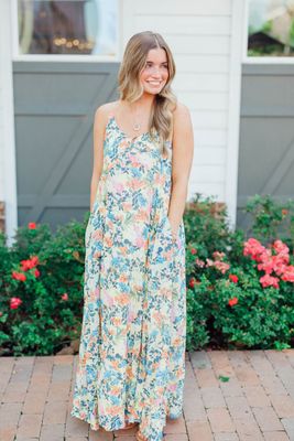Floral Open Back Maxi Dress