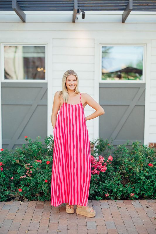 Thin Stripe Striped Maxi Dress