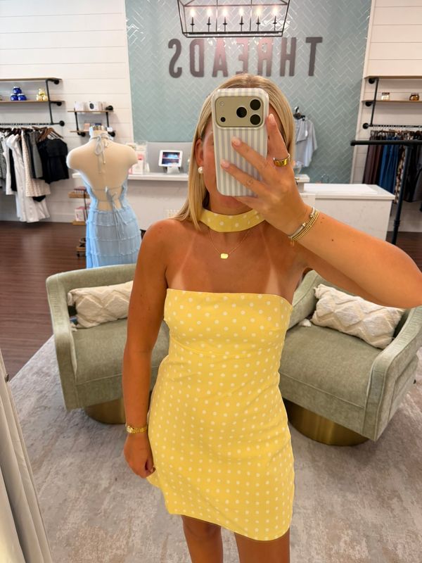 Polka Dot Neck Scarf Mini Dress