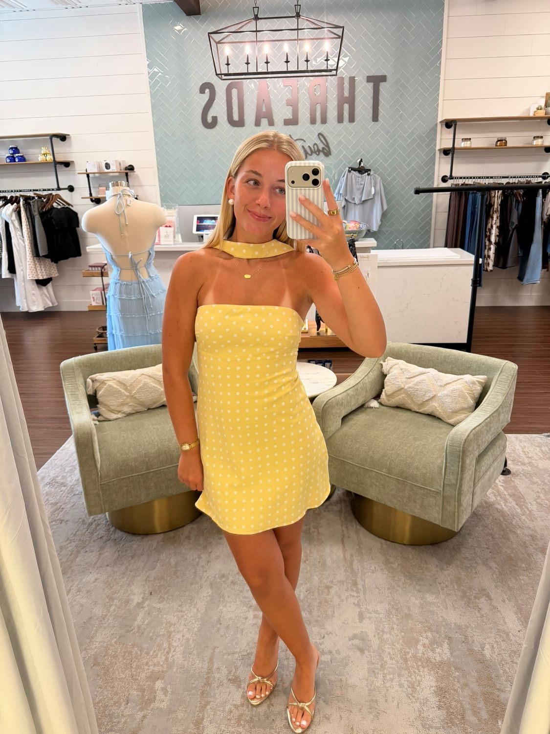 Polka Dot Neck Scarf Mini Dress