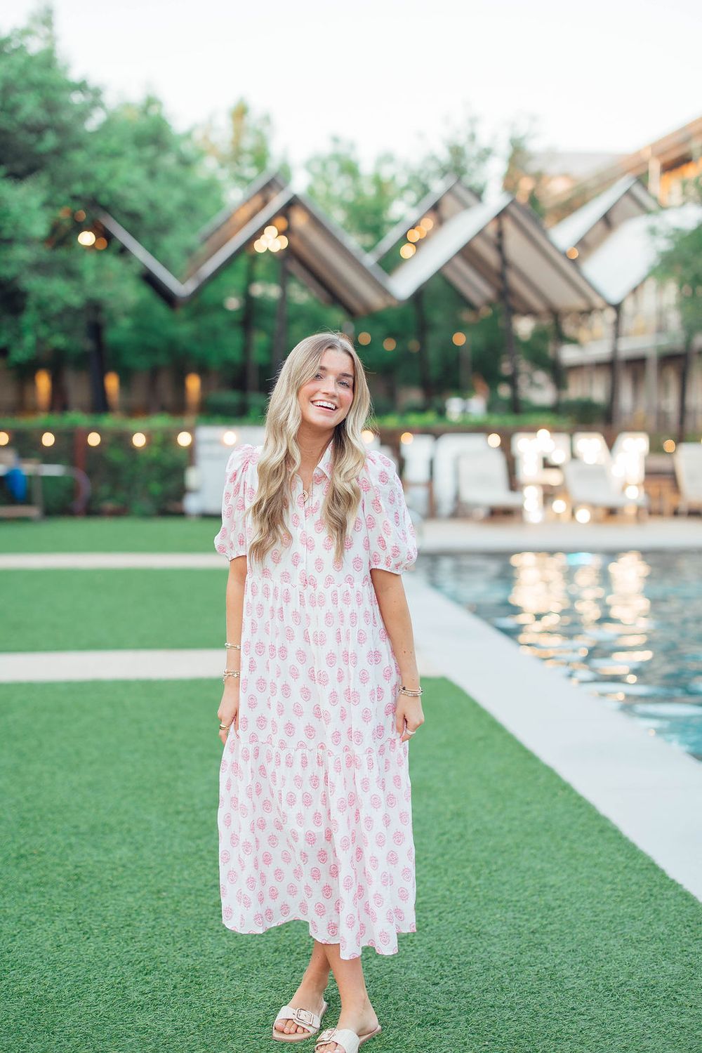 Collared Puff Sleeve Floral Maxi Dress
