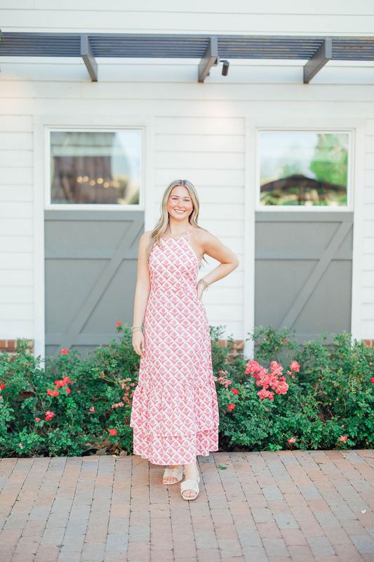 Floral High Neck Tiered Maxi Dress