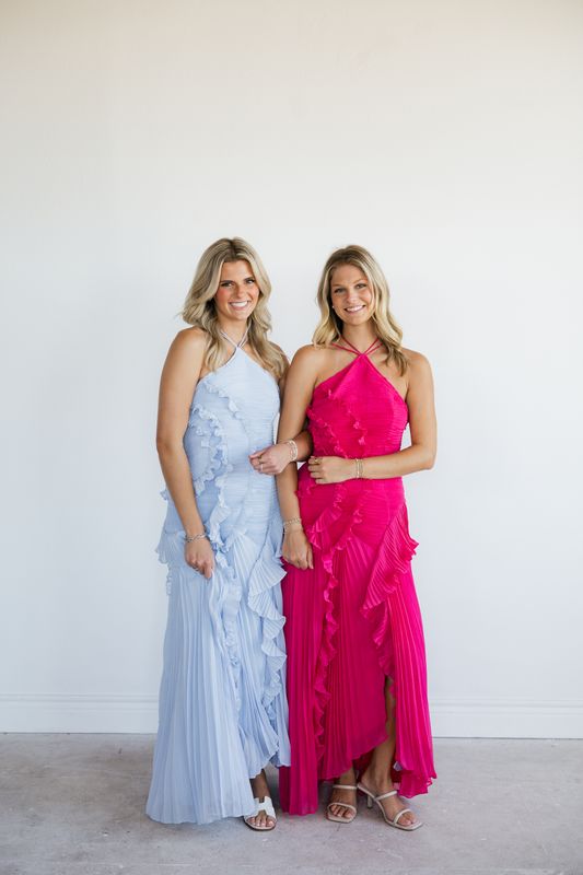 Cecilia Blue Ruched Chiffon Midi Dress