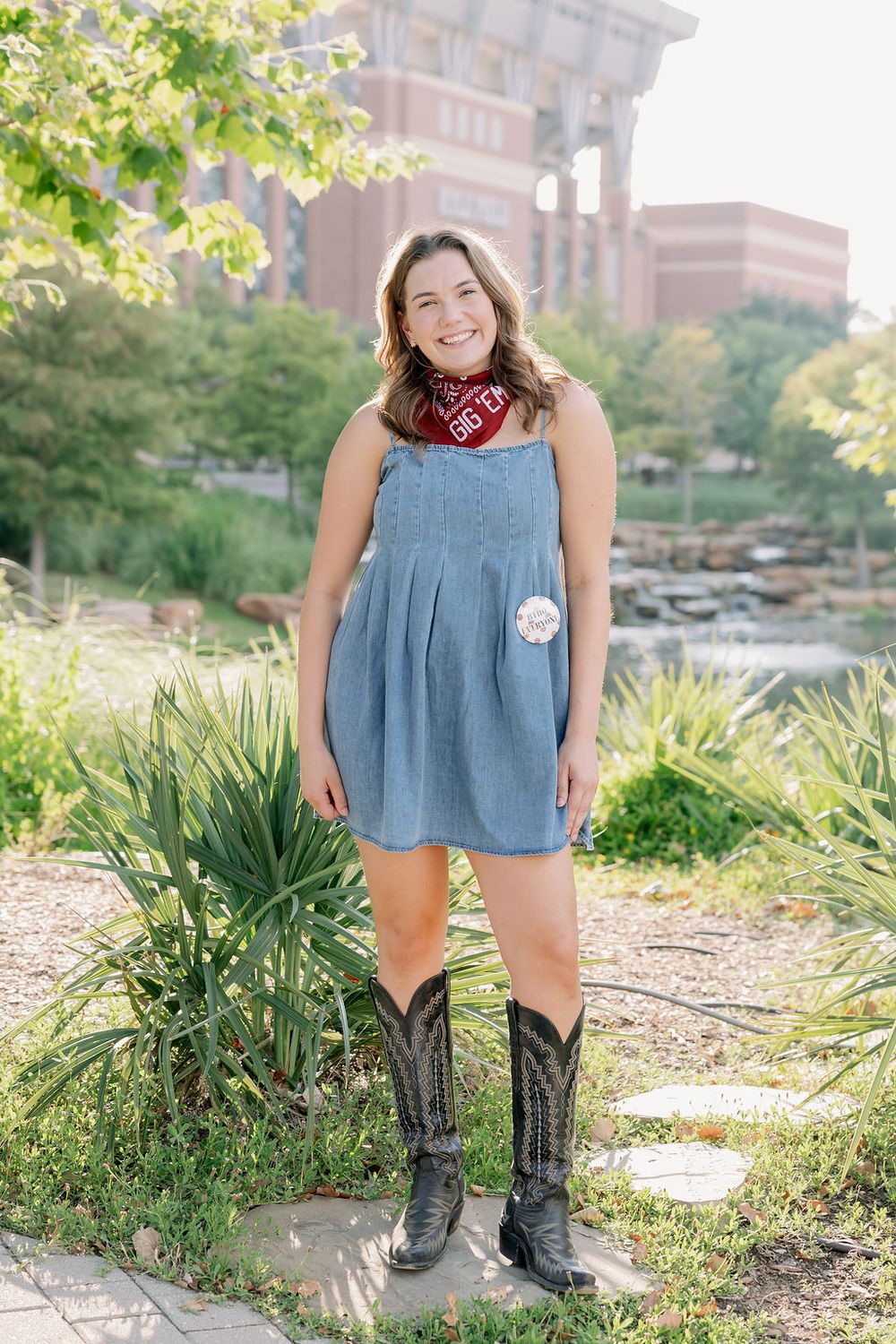 Denim Pleated Smocked Mini Dress