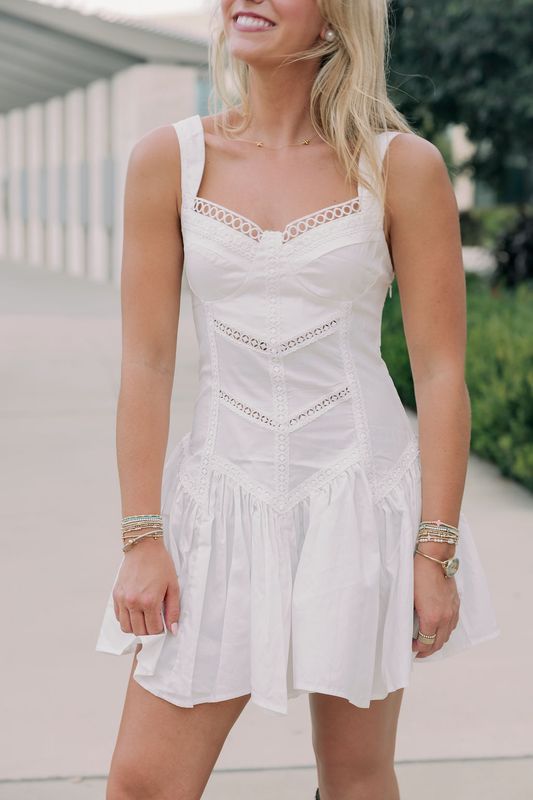 Corset &amp; Lace Smocked Mini Dress