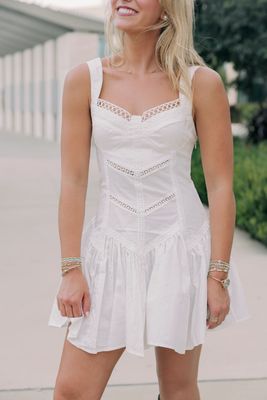 Corset &amp; Lace Smocked Mini Dress