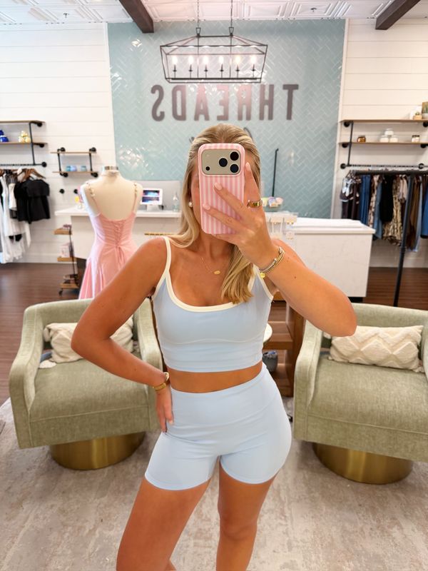 Contrast Contour Top &amp; Biker Shorts