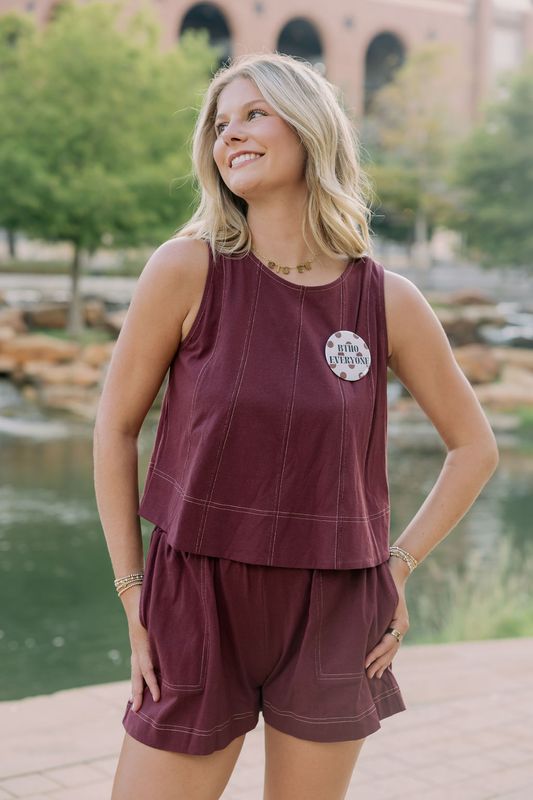 Relaxed Contrast Stitch Lounge Shorts