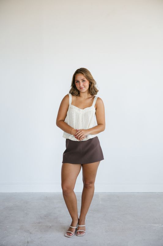 Sleeveless Eyelet Cotton Trim Top