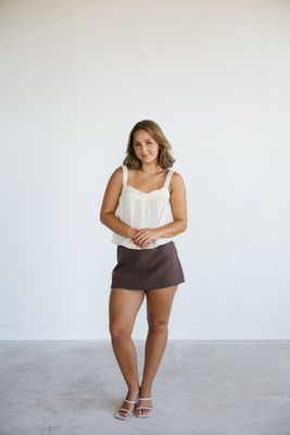 Sleeveless Eyelet Cotton Trim Top