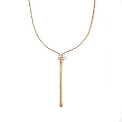 18k Baguette Lariat Necklace