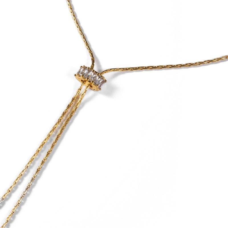 18k Baguette Lariat Necklace
