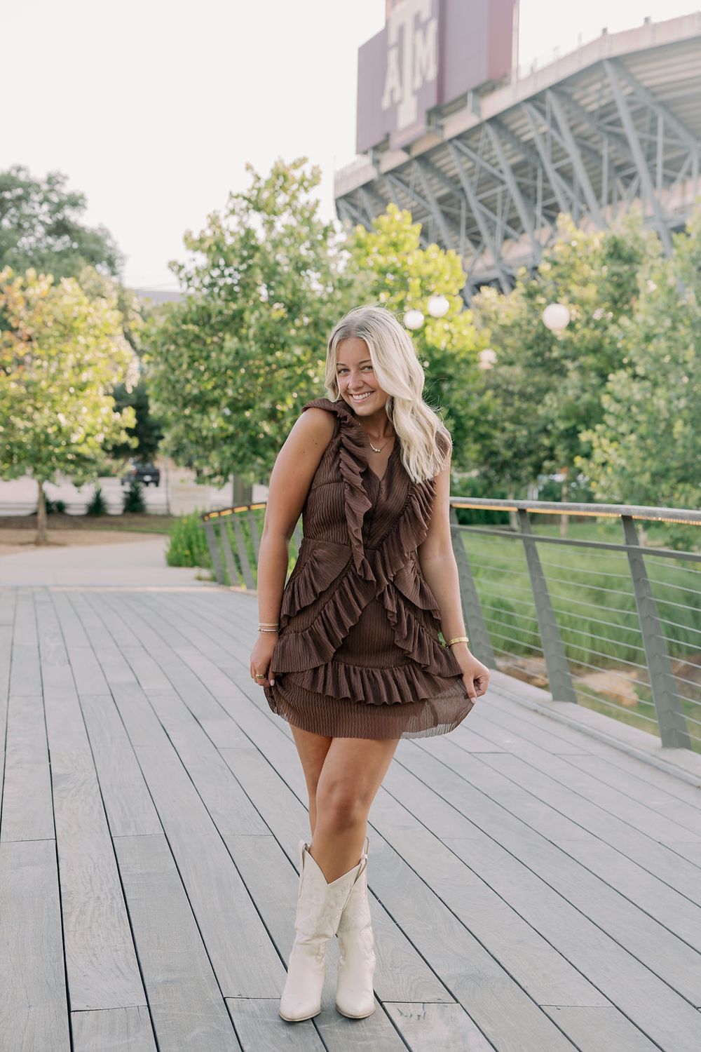Ruffle V Cut Mini Dress