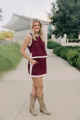 Modal Contrast Trim Tank &amp; Skirt Set