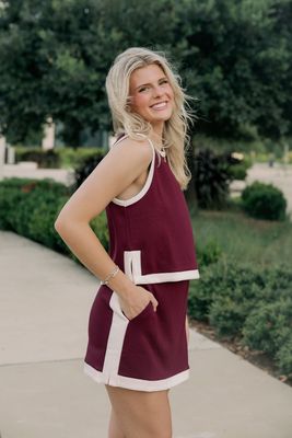 Modal Contrast Trim Tank &amp; Skirt Set