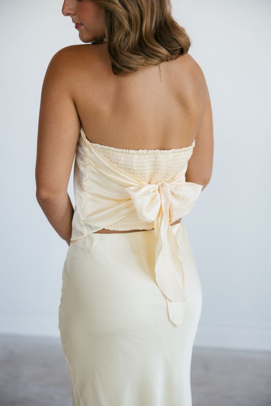 Satin Strapless Flowy Bandeau Top