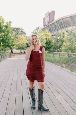 Textured Overlay Square Neck Mini Dress