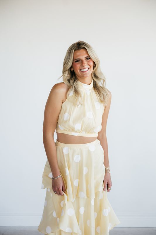 Polka Dot Halter Neck Top &amp; Maxi Skirt Set