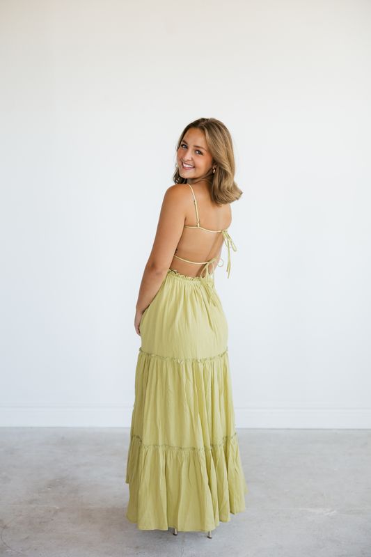 Tiered Cut Out Back Midi Dress