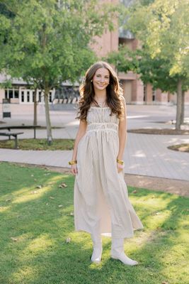 Striped Contrast Strap Midi Dress